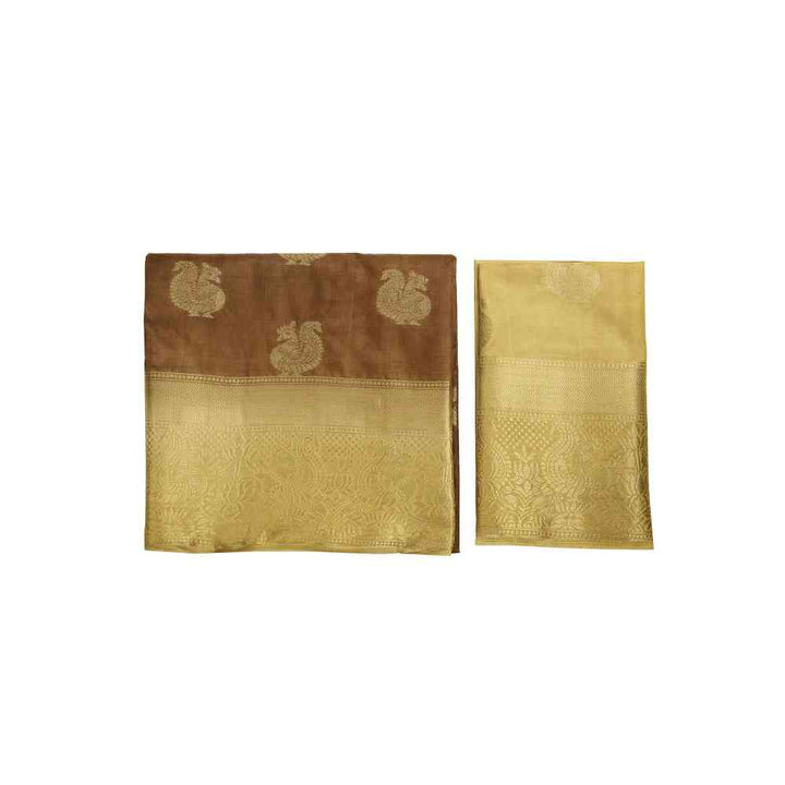 Mimosa Brown Kanjivaram Style Art Silk Saree  With Unstitched Blouse