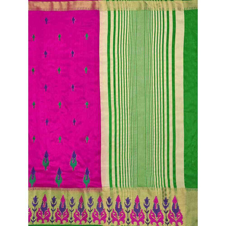 Mimosa Pink Kanjivaram Style Art Silk Saree  With Unstitched Blouse