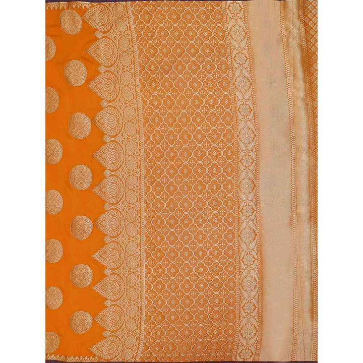 Mimosa Orange Kanjivaram Style Art Silk Saree  With Unstitched Blouse