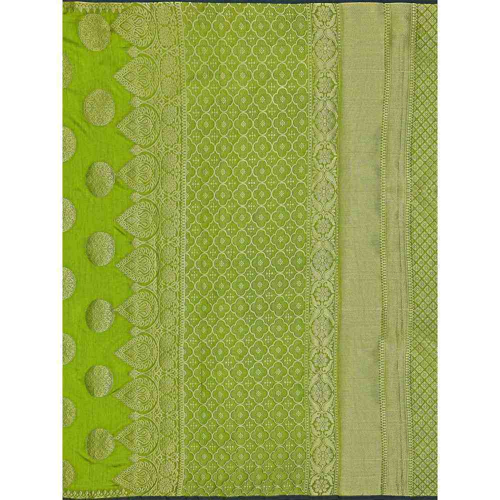 Mimosa Green Kanjivaram Style Art Silk Saree  With Unstitched Blouse