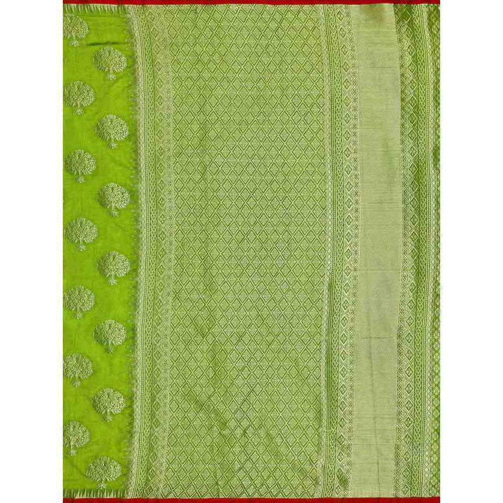 Mimosa Green Kanjivaram Style Art Silk Saree  With Unstitched Blouse