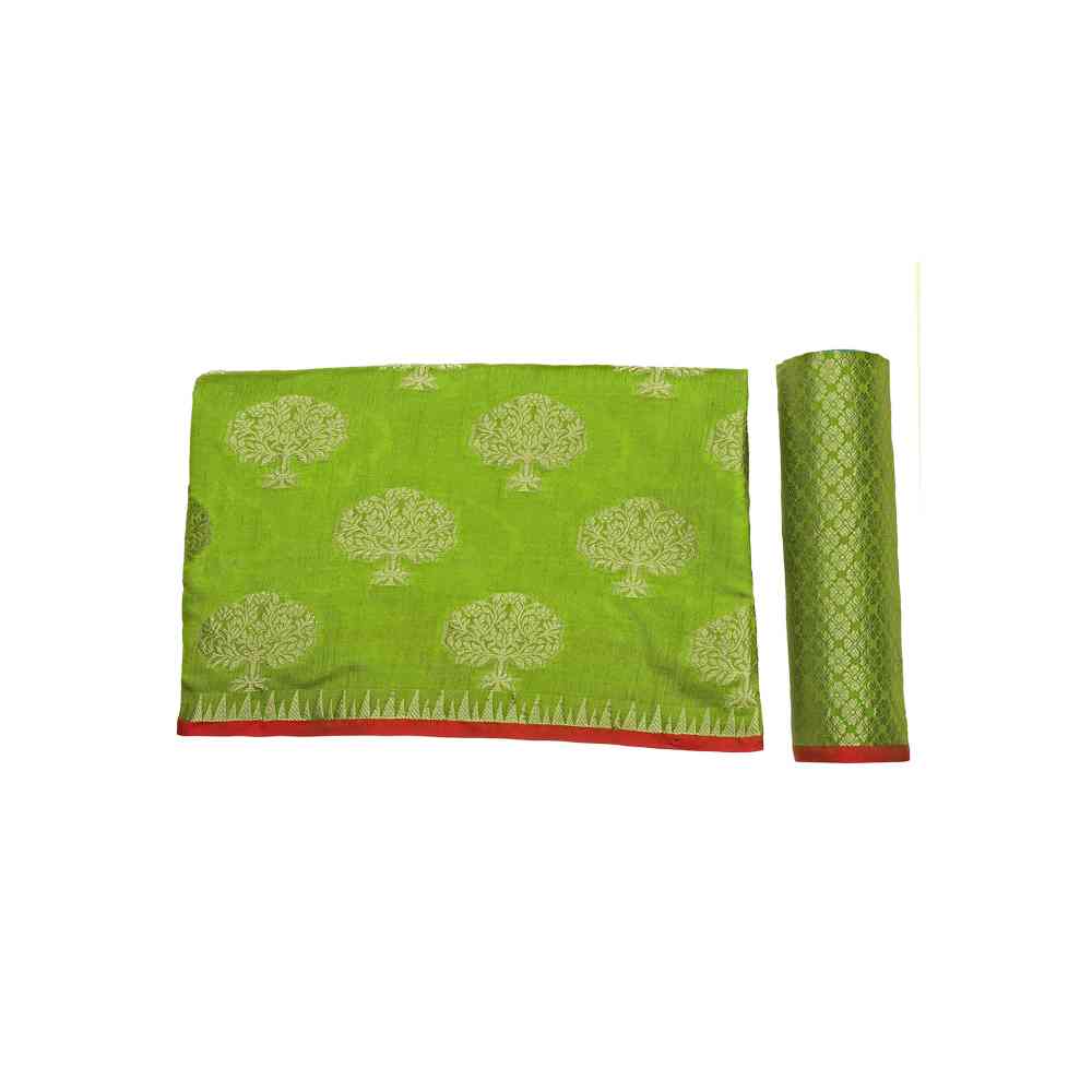 Mimosa Green Kanjivaram Style Art Silk Saree  With Unstitched Blouse