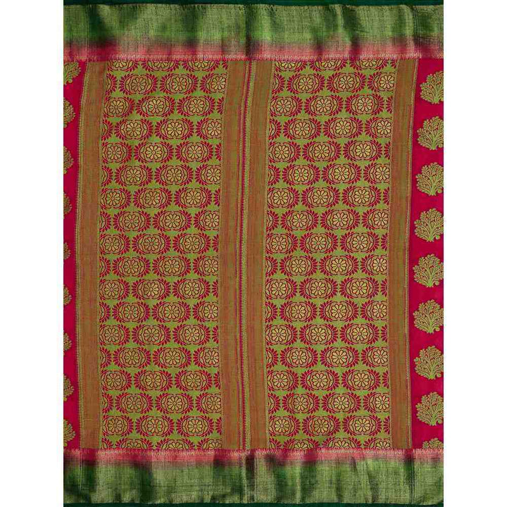 Mimosa Pink Kanjivaram Style Art Silk Saree  With Unstitched Blouse