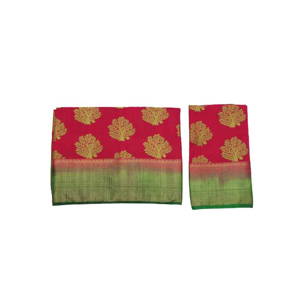 Mimosa Pink Kanjivaram Style Art Silk Saree  With Unstitched Blouse