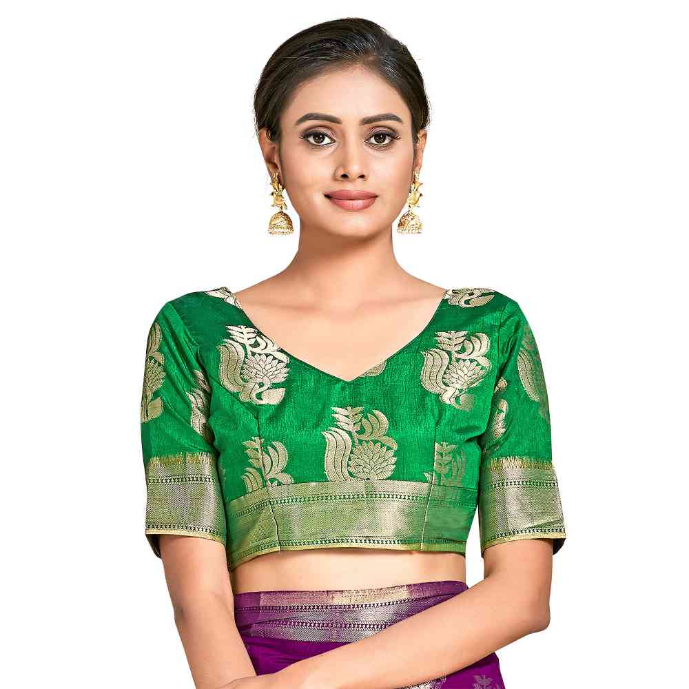 Mimosa Purple Kanjivaram Style Art Silk Saree  With Unstitched Blouse