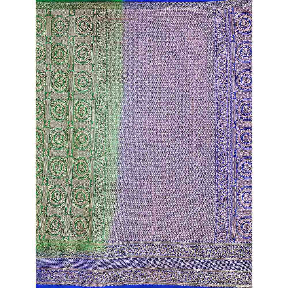 Mimosa Green Kanjivaram Style Art Silk Saree  With Unstitched Blouse