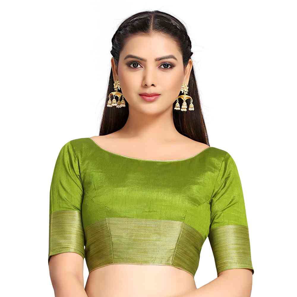 Mimosa Green Kanjivaram Style Art Silk Saree  With Unstitched Blouse