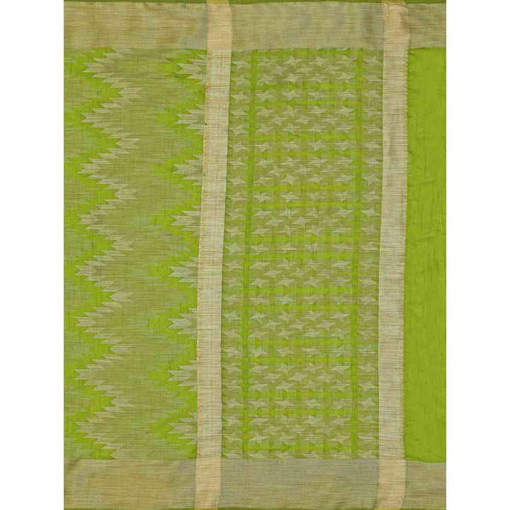 Mimosa Green Kanjivaram Style Art Silk Saree  With Unstitched Blouse