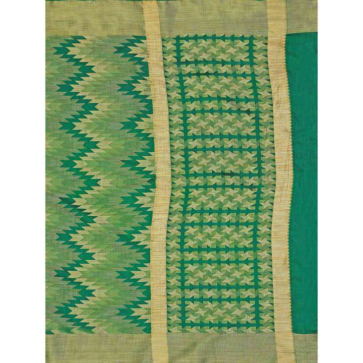 Mimosa Green Kanjivaram Style Art Silk Saree  With Unstitched Blouse