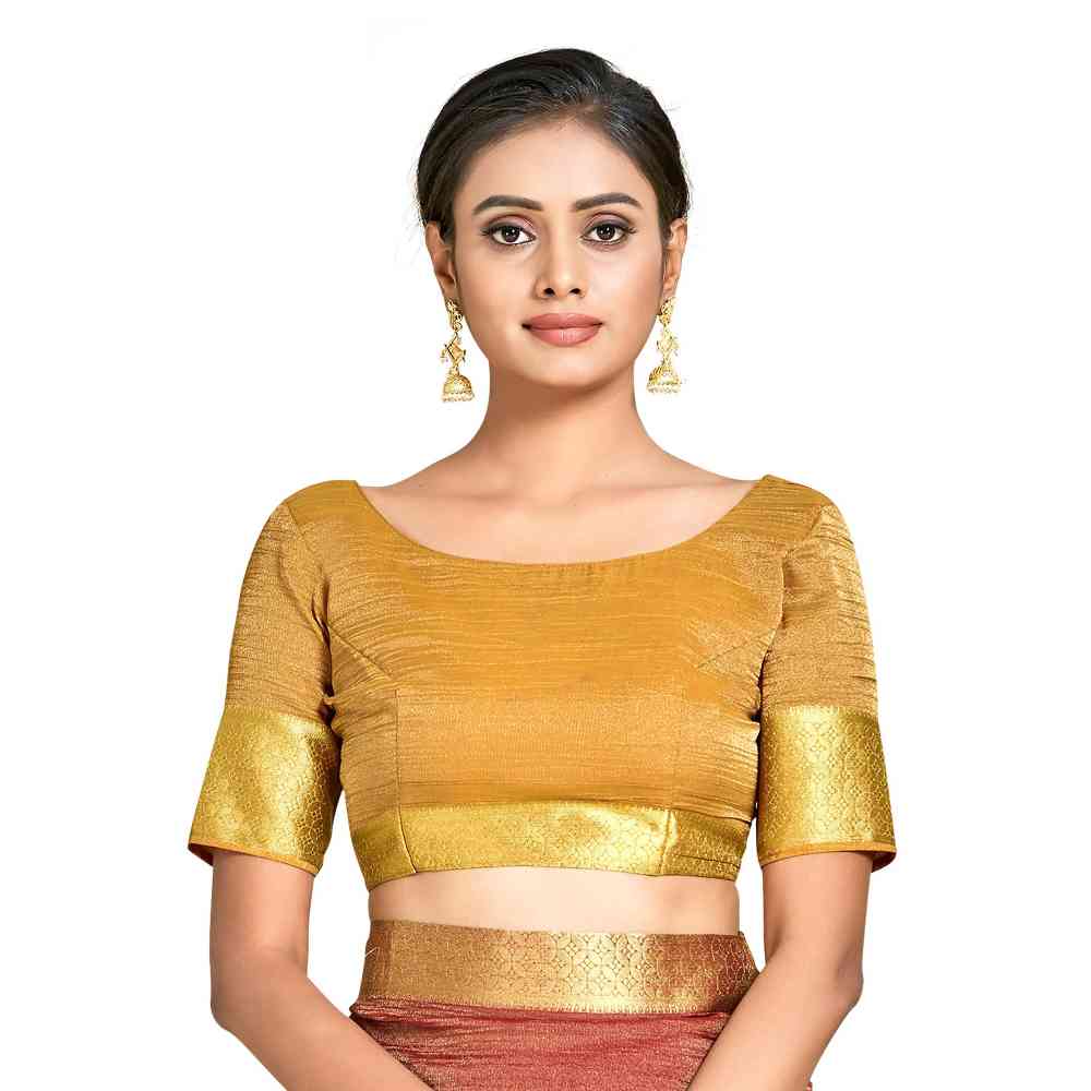 Mimosa Brown Kanjivaram Style Art Silk Saree  With Unstitched Blouse