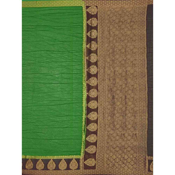 Mimosa Green Kanjivaram Style Art Silk Saree  With Unstitched Blouse