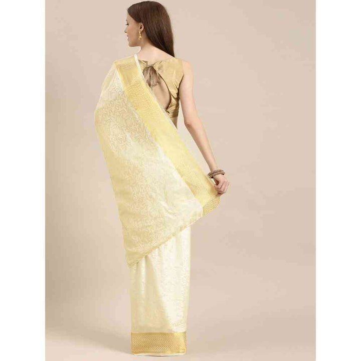 Mimosa Off White Color Art Silk Kasavu Saree With Unstitched Blouse