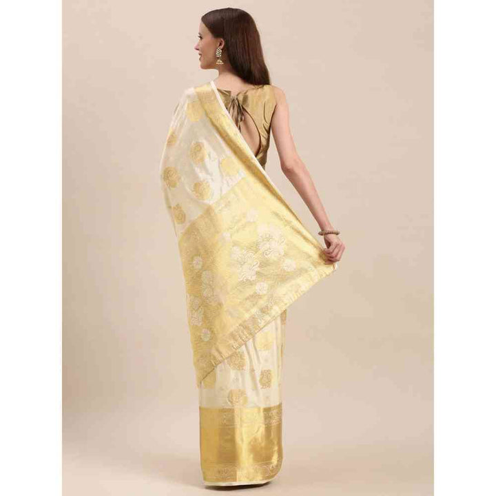 Mimosa Off White Color Art Silk Kasavu Saree With Unstitched Blouse