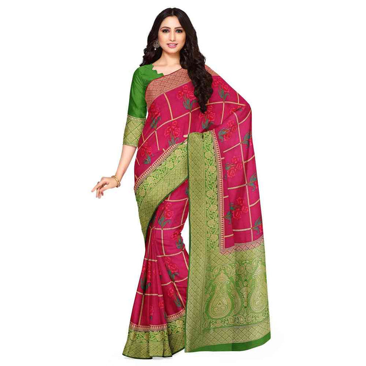 Mimosa Green Floral Embellished Saree With Unstitched Blouse