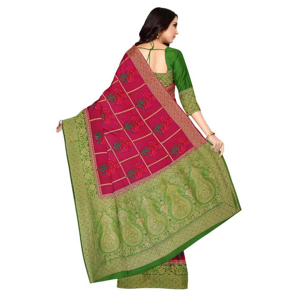 Mimosa Green Floral Embellished Saree With Unstitched Blouse