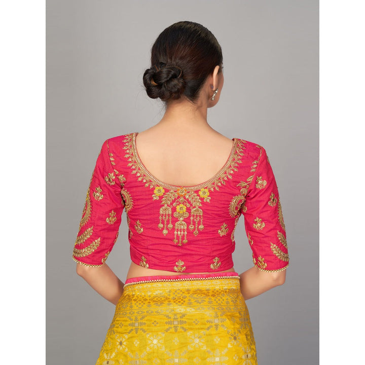 Monjolika Fashion Yellow Color Viscose Dola Silk Saree With Un-stitched Blouse