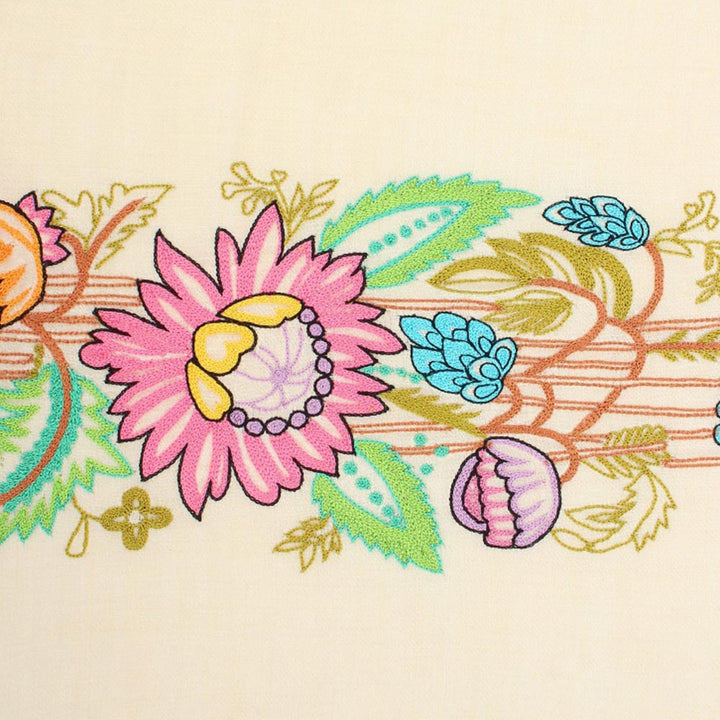 Modarta By Kamakshi White Pure Pashmina Shawl With Floral Embroidery