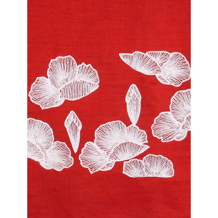 Modarta By Kamakshi Red Shawl Pure Pashmina Shawl, Kashmiri ,Handmade ,Hand Embroidered Shawls