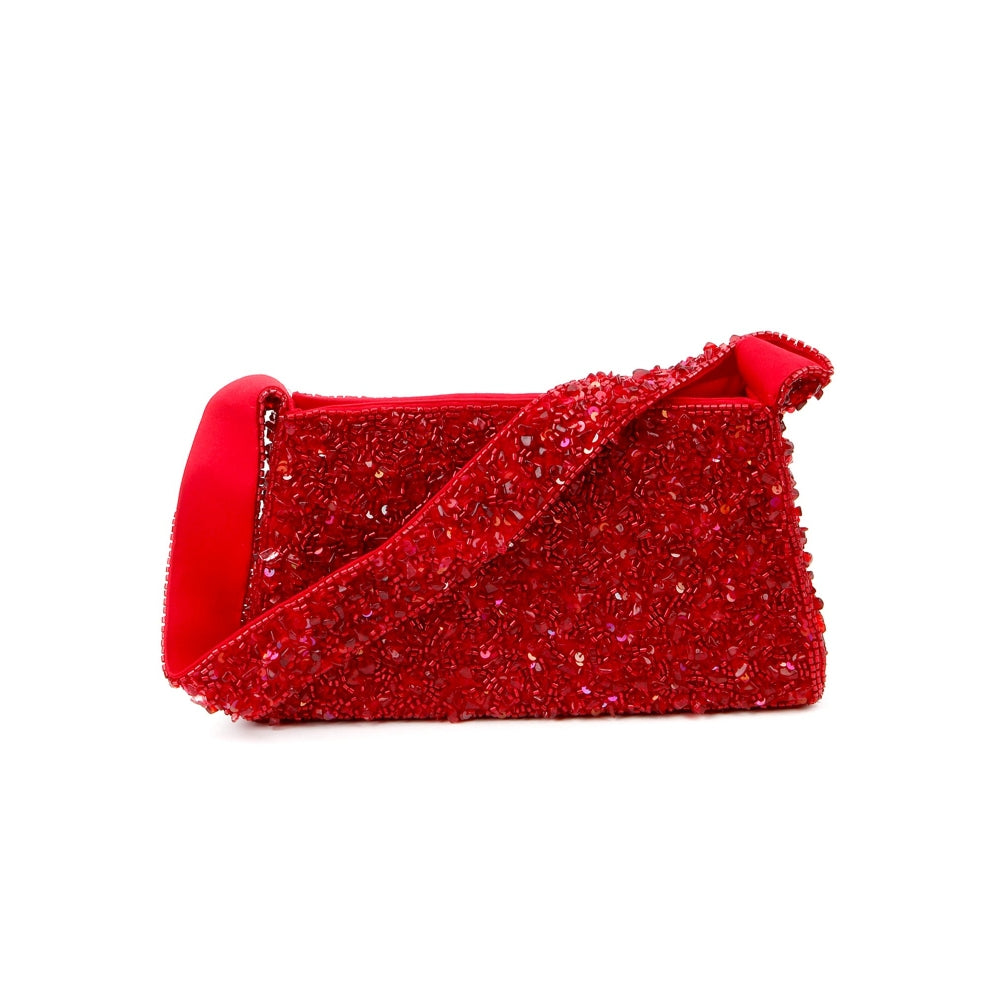 Odette Red Embellished Handbag
