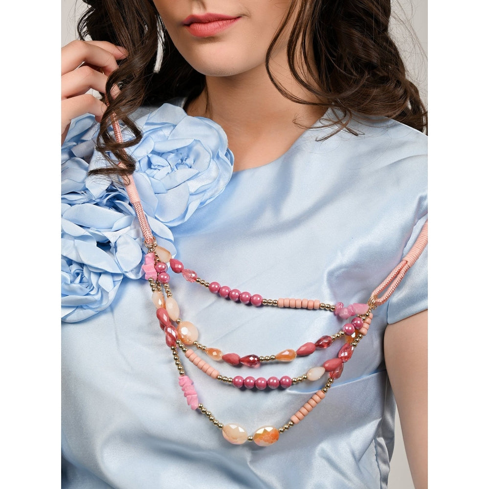 Odette Pink Beaded Layered Necklace
