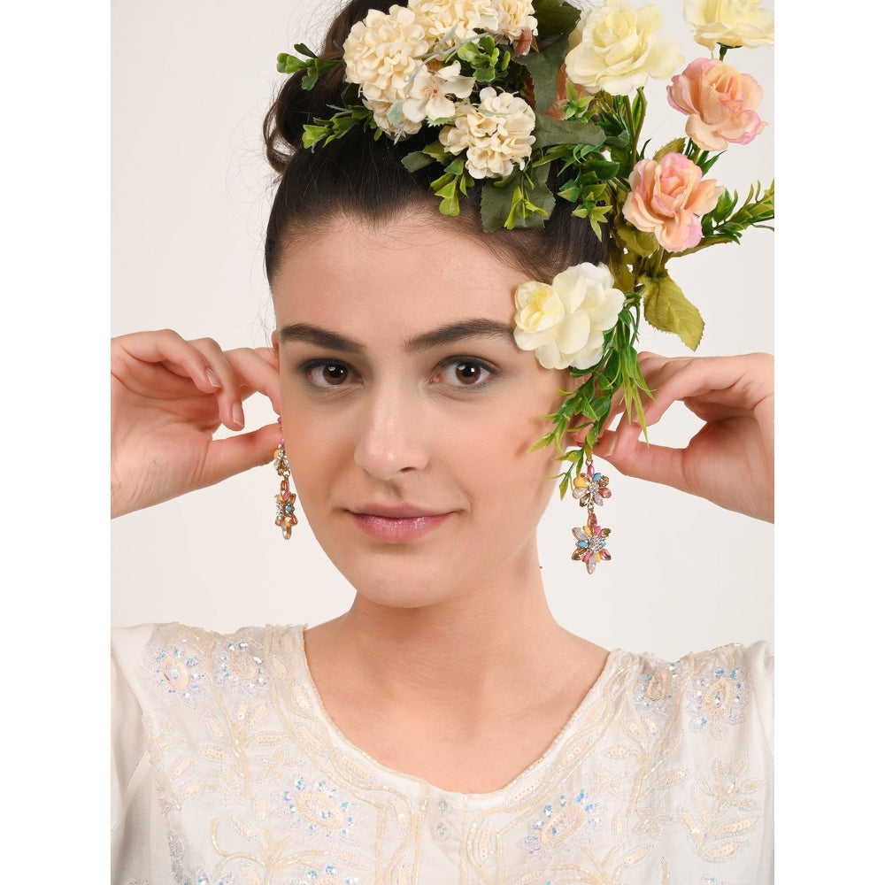 Odette Floral Chunky Rich Look Multicolour Dangle Earrings