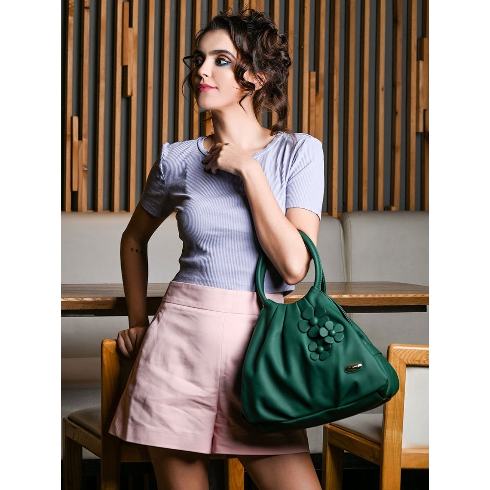 Odette Green Solid Handbag