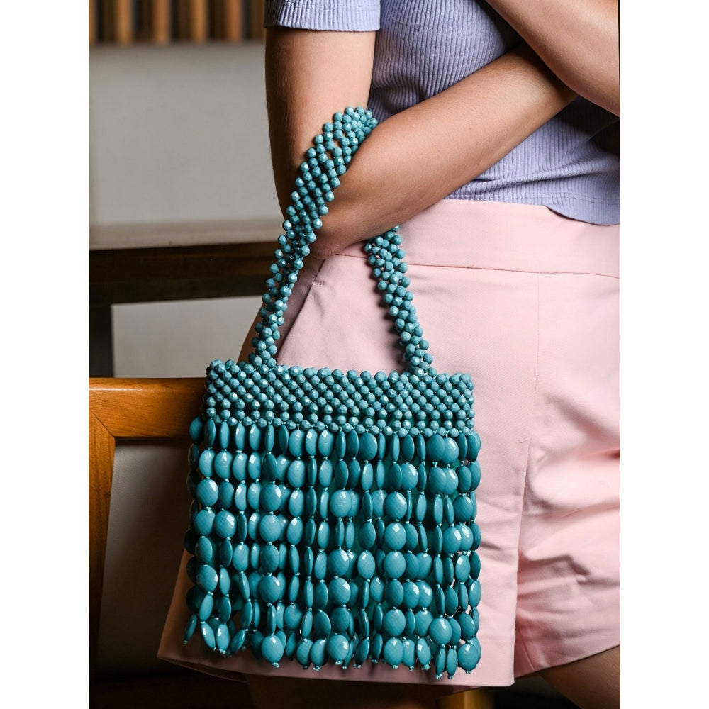 Odette Turquoise Embellished Handbag