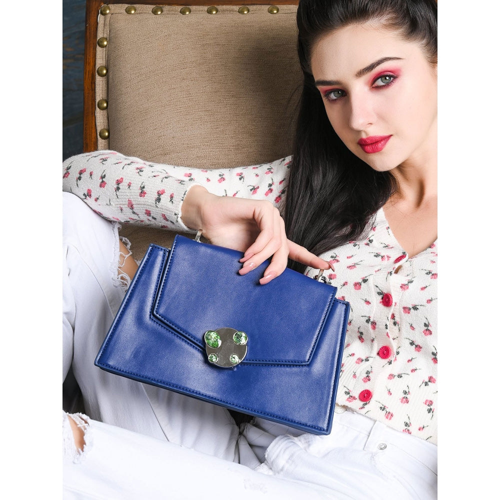 Odette Blue Solid Handbags