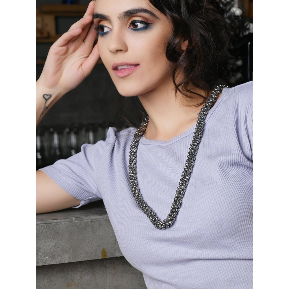Odette Crystal Grey- Black Cut Beads Layered Necklace
