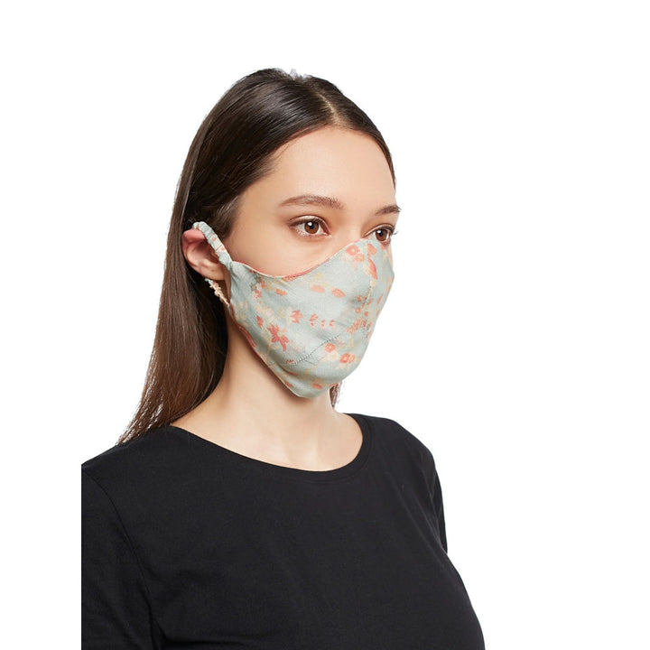 Payal Singhal Blue Chidiya Print Reversible 3 Ply Face Mask With Pouch