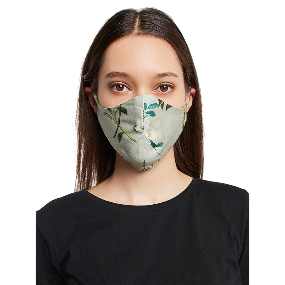 Payal Singhal Blue Titli Print Reversible 3 Ply Mask With Pouch