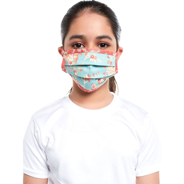 Ps Pret By Payal Singhal Blue Chidiya Print Pleated 3 Ply Mask With Pouch