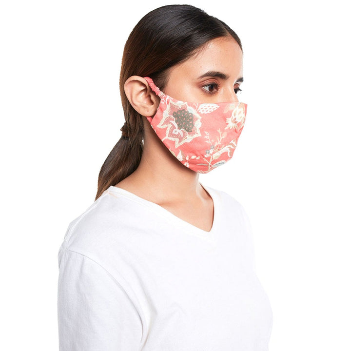 Ps Pret By Payal Singhal Coral Chidiya Print Structured 3 Ply Mask With Pouch