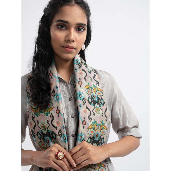 Payal Singhal Pink Ikat Love Scarf With Pink Piping