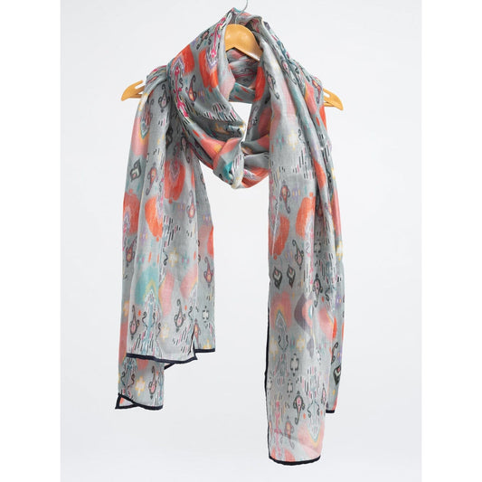 PS Accessories by Payal Singhal Payal Singhal Blue Ikat Love Scarf With Navy Piping