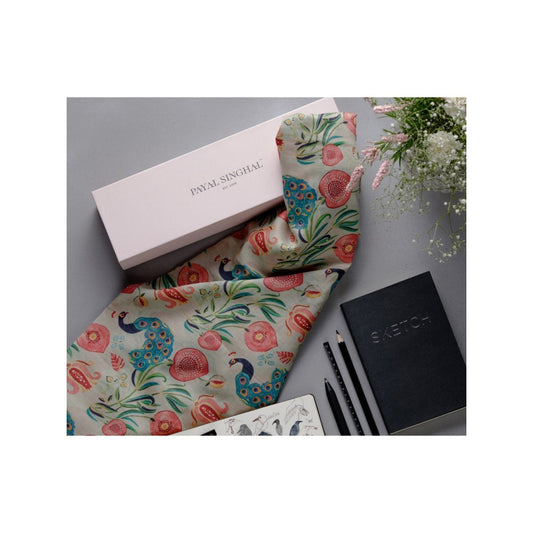 PS Accessories by Payal Singhal Payal Singhal Light Brown Floral Scarf