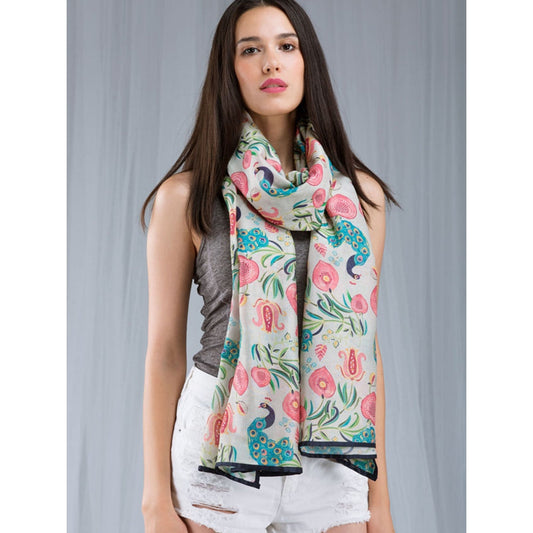 PS Accessories by Payal Singhal Payal Singhal Light Brown Floral Scarf