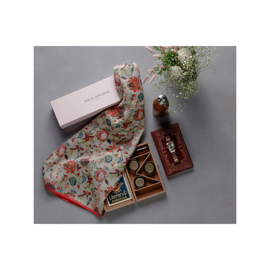 PS Accessories by Payal Singhal Payal Singhal Light Brown Floral Scarf