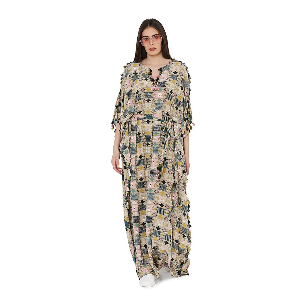 PS Pret by Payal Singhal Green Colour Printed Oversized Kaftan