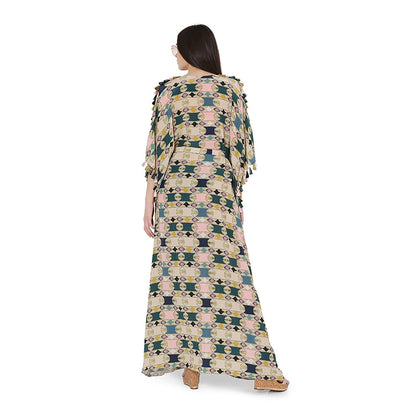 PS Pret by Payal Singhal Green Colour Printed Oversized Kaftan