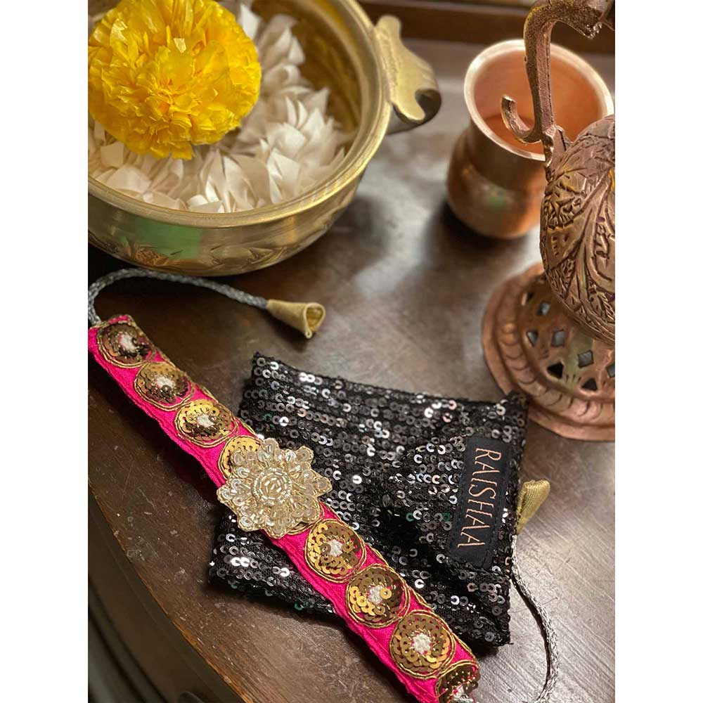 RAISHAA Multi-Color Sequin Rose Rakhi