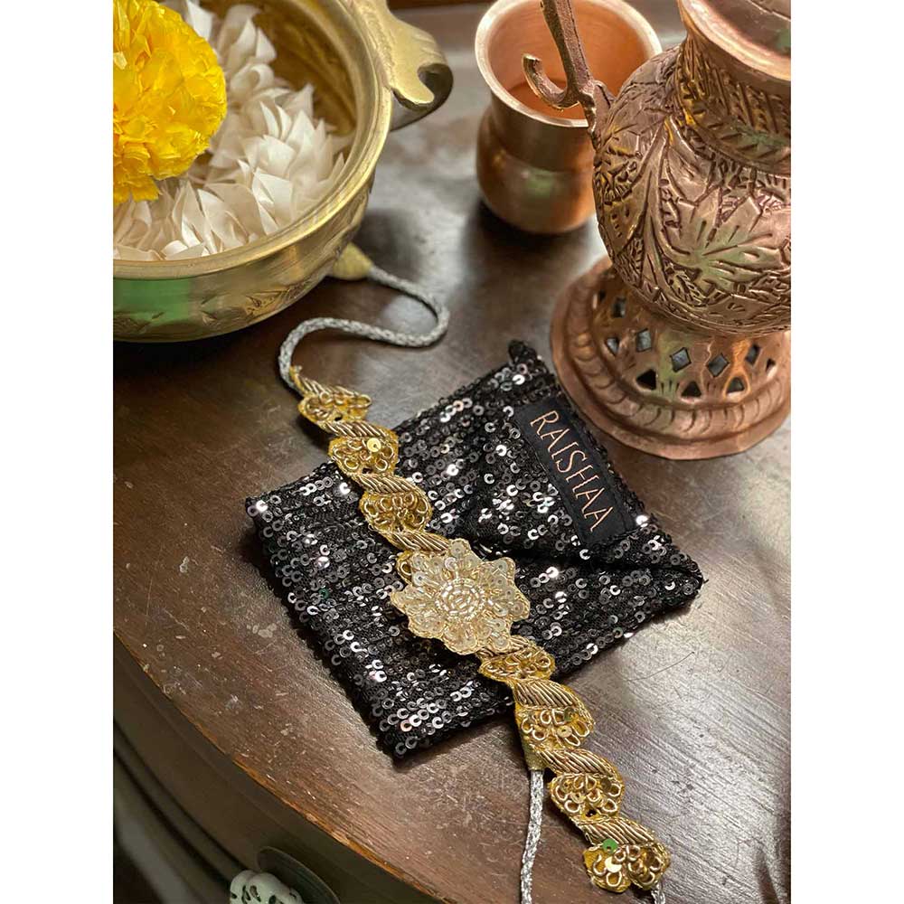RAISHAA Gold Sequin Marigold Rakhi