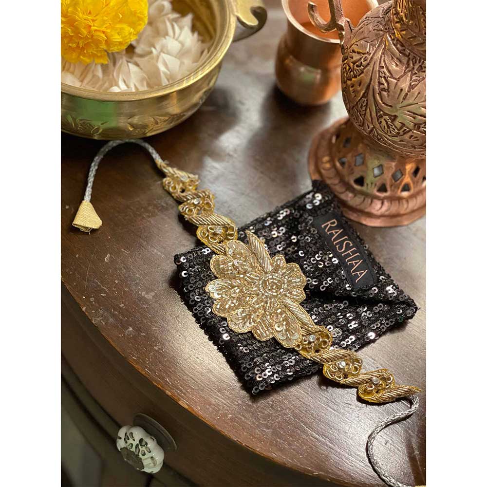 RAISHAA Gold Pearl Orchid Rakhi