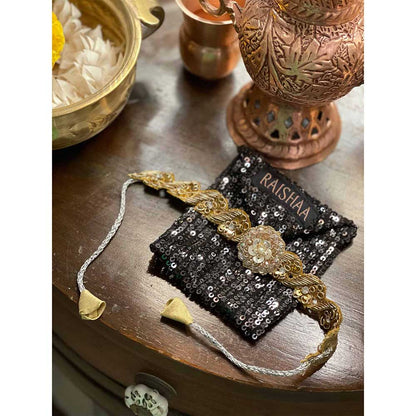 RAISHAA Gold Kundan Stone Tulip Rakhi