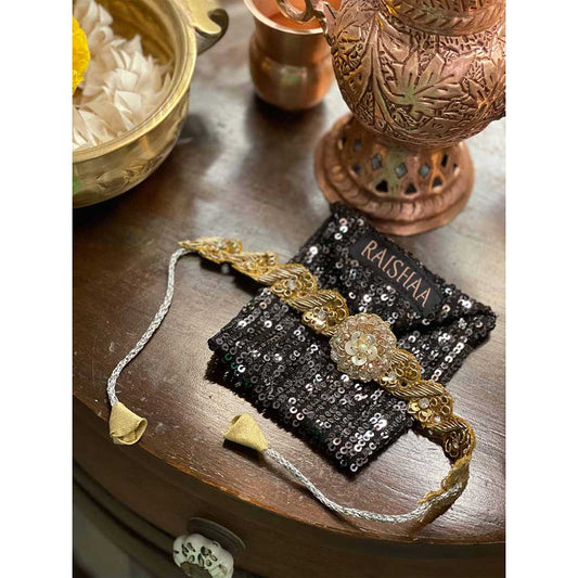 RAISHAA Gold Kundan Stone Tulip Rakhi