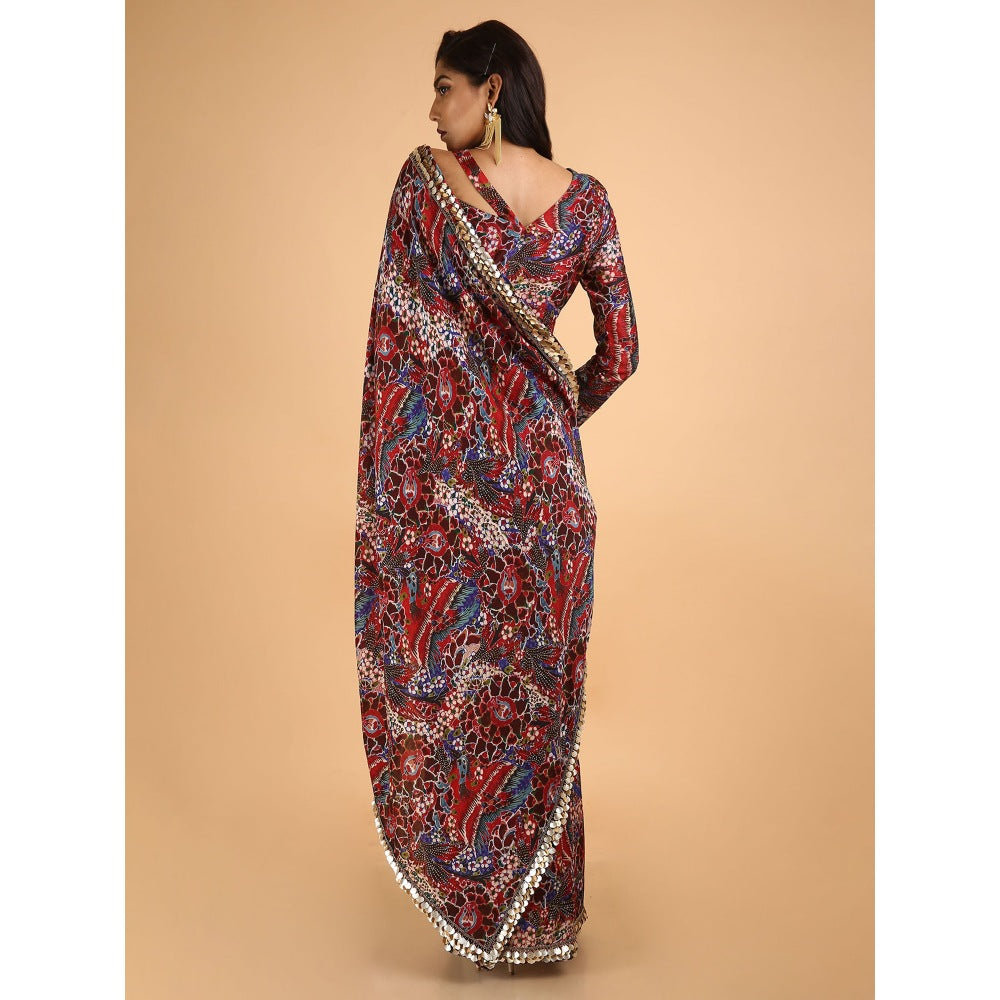 Saksham & Neharicka Multi-Color Gulistaan Chanderi Printed Saree With Blouse Piece