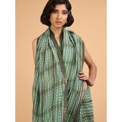 Saksham & Neharicka Olive Cotton Silk Printed Saree With Blouse Piece