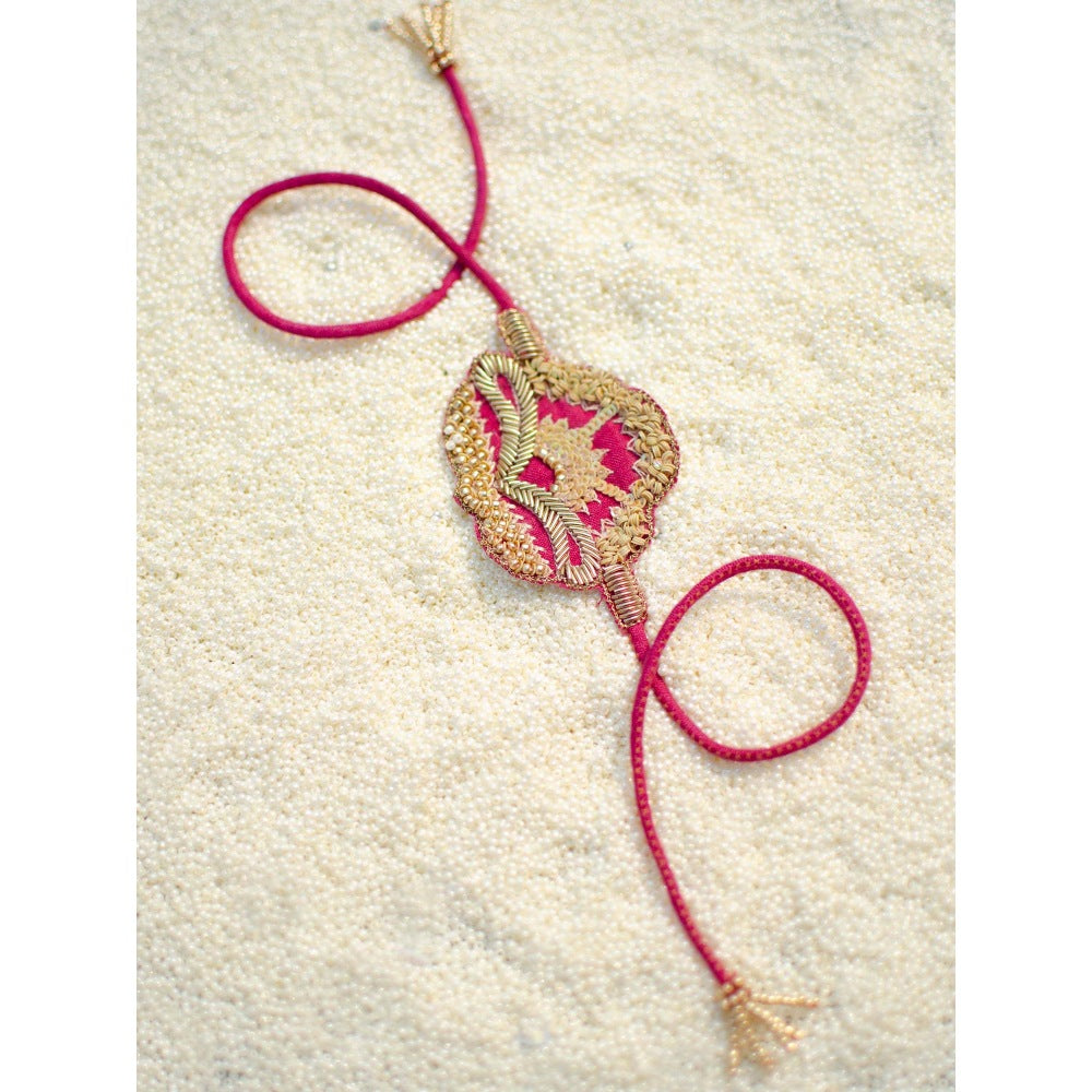 Saksham & Neharicka Pink Sequin Floral Rakhi