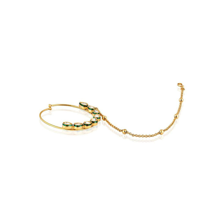 Curio Cottage Meira Kundan and Gold Plated Nose Ring