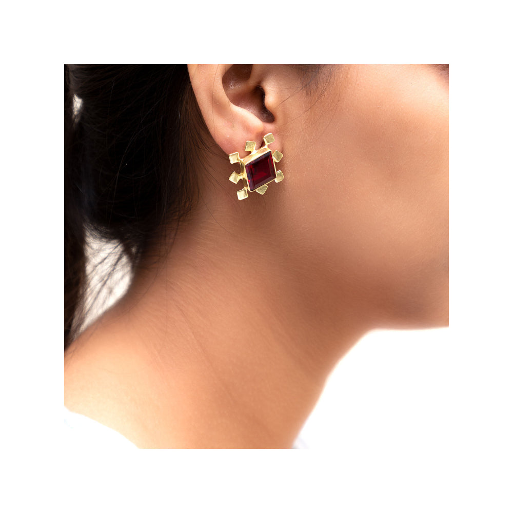VARNIKA ARORA Kuft Maroon Earrings